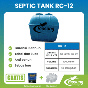 Septic tank fiberglass biotech merek Biosung ukuran 10000 liter untuk fasilitas usaha dan pabrik kapasitas 65 orang